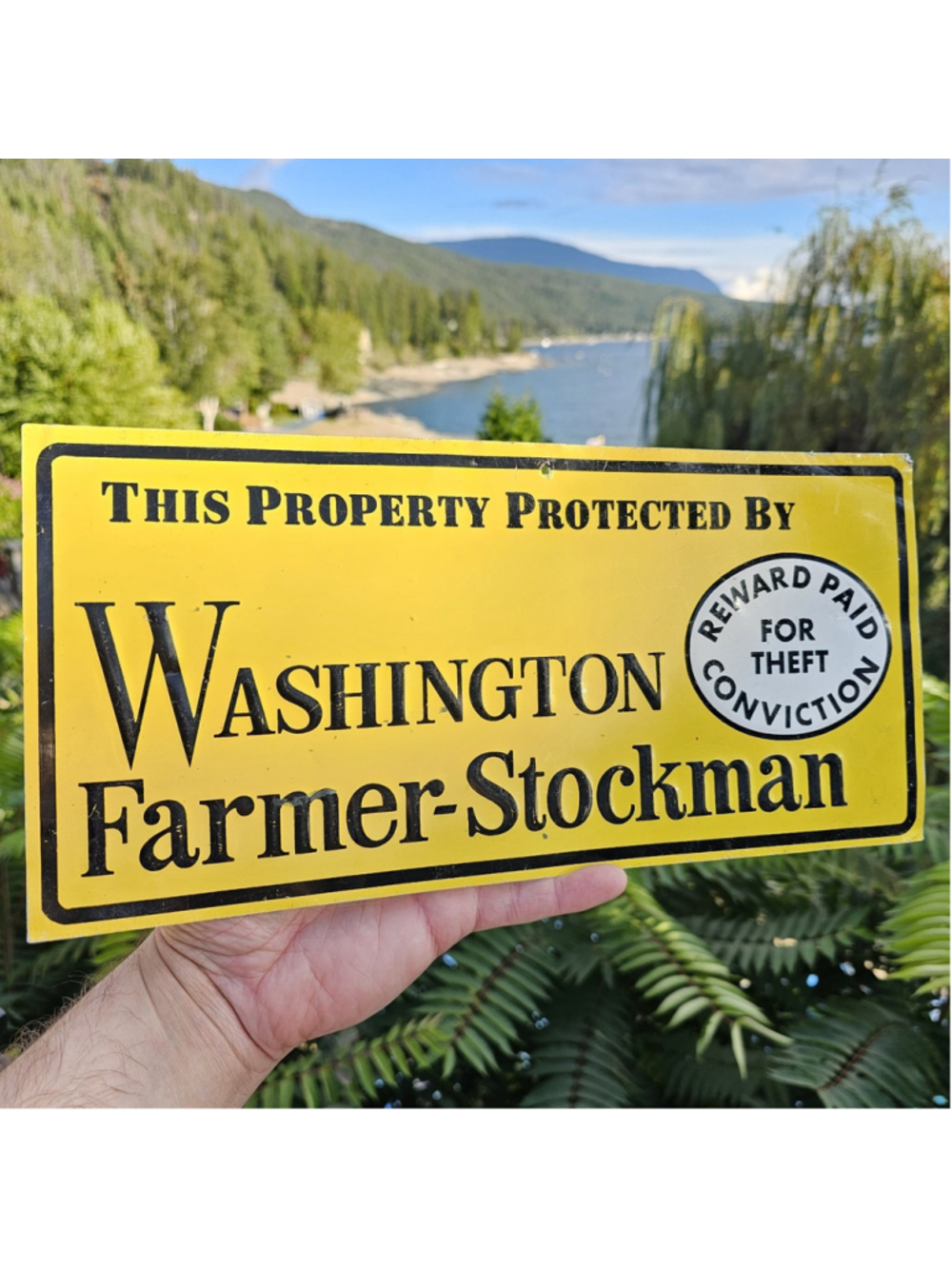 Vintage Washington Farmer-Stockman Property Protected Metal Sign 14 x 6.75"